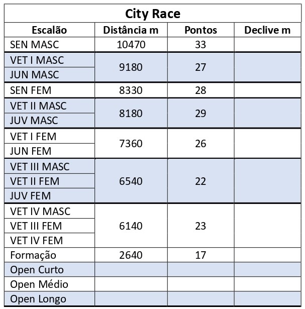 City Race Inf. tecnica